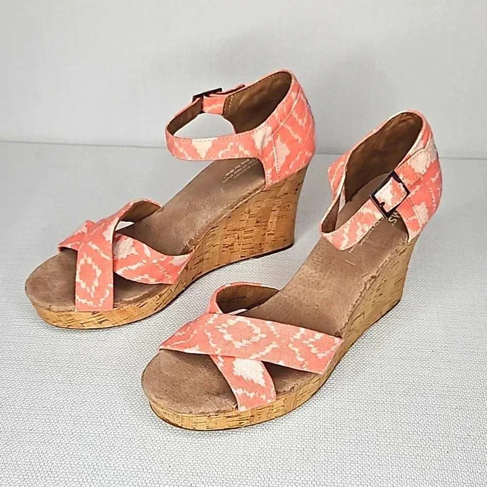 TOMS Women's Espadrille Wedge Sandals Size 9.5 Wide